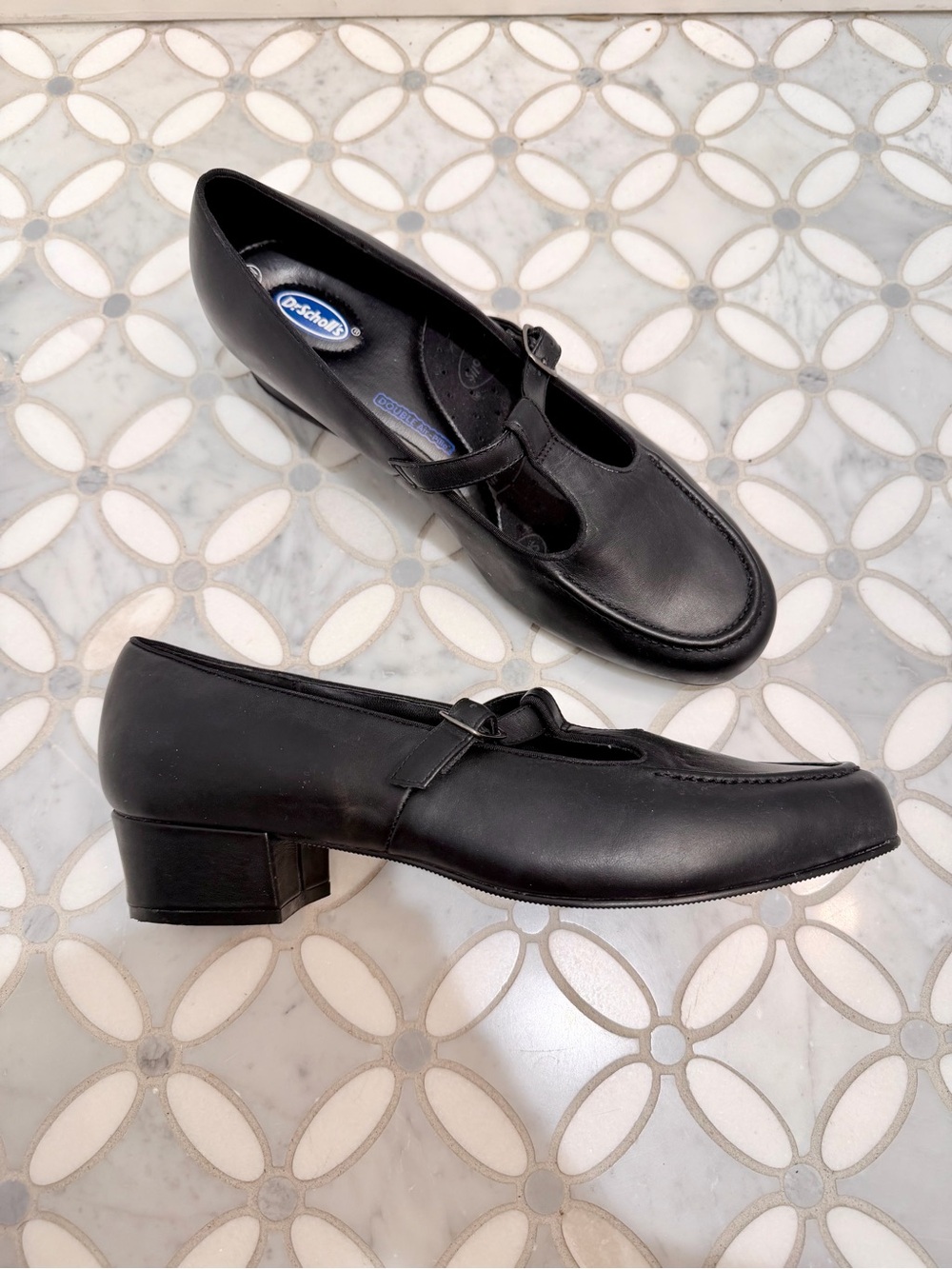 Dr. Scholl's Leather T-Strap Comfort Mary Jane Pumps Black Size 11 W Wide Width - Picture 3 of 13